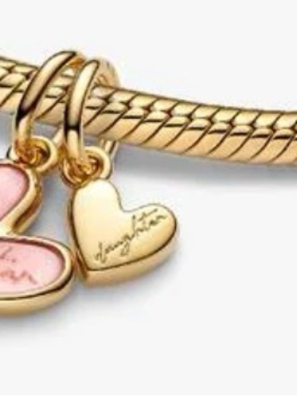 Pandora Gold Heart Charm Bracelet with Pink Accents
